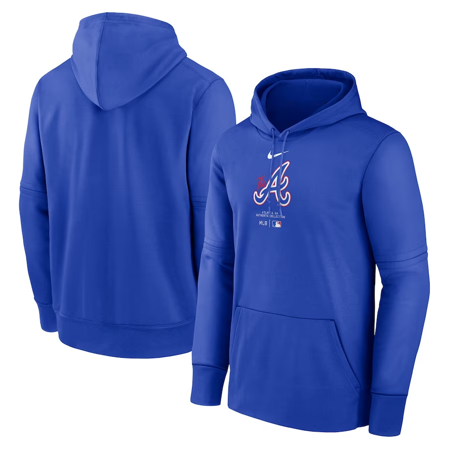 Men's Atlanta Braves Blue City Connect Collection Practice Performance Pullover Hoodie